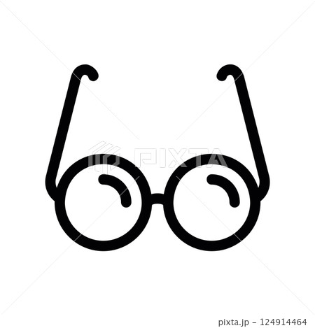 Round spectacles outline with lens reflection suggesting clarity perspective 124914464