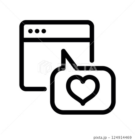 Outline of digital message bubble with heart symbol expressing affection clearly Outline of digital message bubble with heart symbol expressing affection clearly 124914469