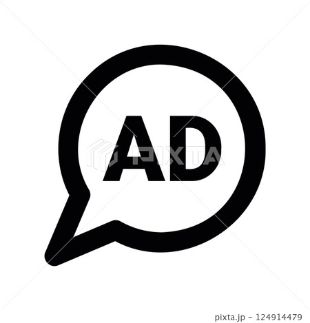 Outline speech bubble containing AD text symbol for marketing communication clearly Outline speech bubble containing AD text symbol for marketing communication clearly 124914479