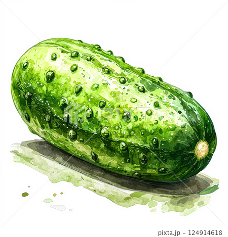 Green cucumber with many small bumps on its skin 124914618