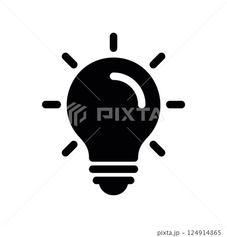 Glowing light bulb icon representing bright idea, illumination, or electricity usage 124914865