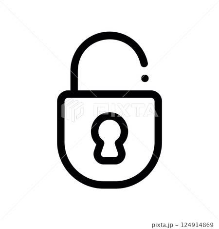 A minimal symbol representing a subject padlock, keyhole 124914869