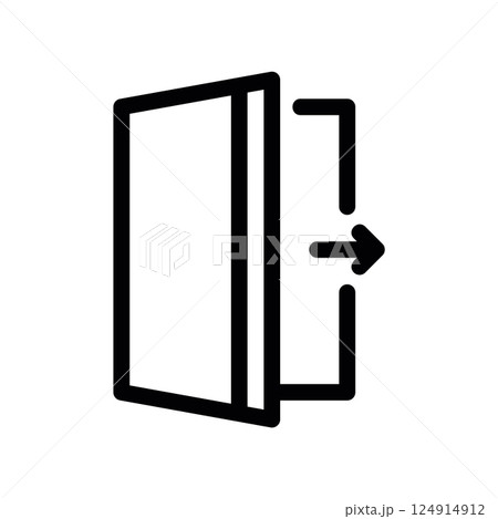Exit or log out symbol icon showing departure through an open doorway Exit or log out symbol icon showing departure through an open doorway 124914912
