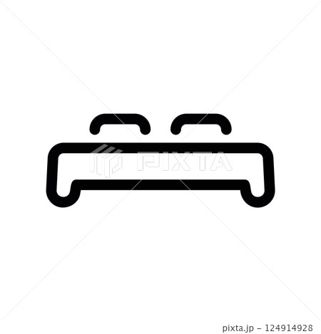 Simplified double bed icon showing sleeping furniture outline with two pillows 124914928
