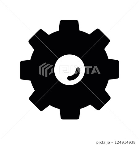 Solid gear or cogwheel icon symbolizing settings, options, or mechanical process 124914939