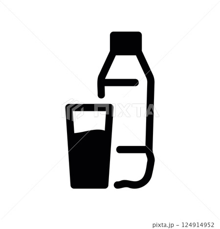 Bottle pouring liquid into a glass icon representing beverage or refreshment 124914952