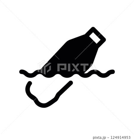 Discarded plastic bottle floating in water representing environmental pollution waste 124914953