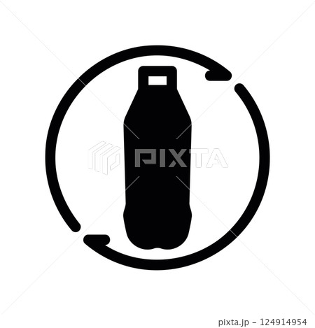 Plastic bottle within recycling arrows icon promoting reuse and sustainability Plastic bottle within recycling arrows icon promoting reuse and sustainability 124914954