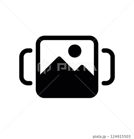 Graphic symbol representing a collection or digital gallery of landscape images 124915503