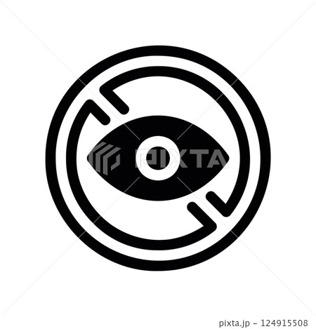 Circular icon with an eye indicating hidden content or disabled visibility 124915508