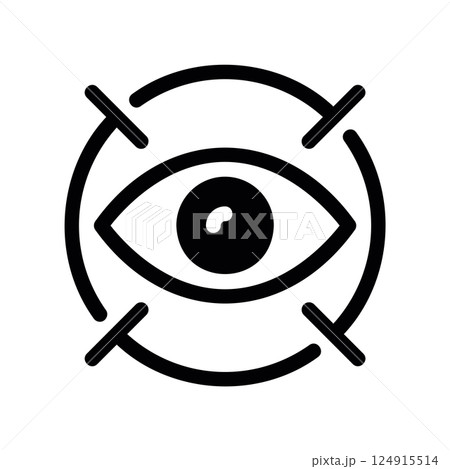 Eye icon centered within target marks indicating focus or precise targeting 124915514