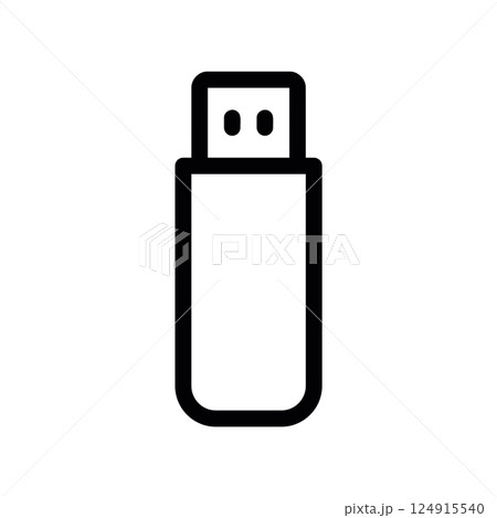 Line icon showing a universal serial bus flash drive for portable data storage and transfer 124915540
