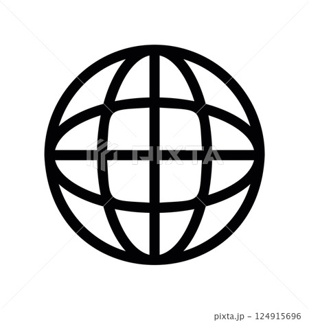 Black wireframe earth globe icon often used for language selection menu Black wireframe earth globe icon often used for language selection menu 124915696