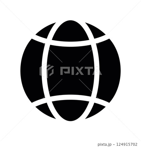 Solid black simplified globe icon representing basic internet or global access concepts 124915702