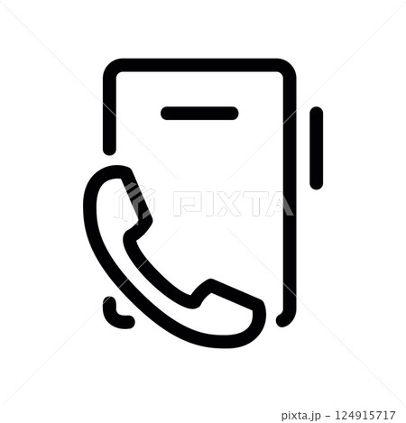 Outline smartphone icon paired with classic telephone receiver indicating call function 124915717
