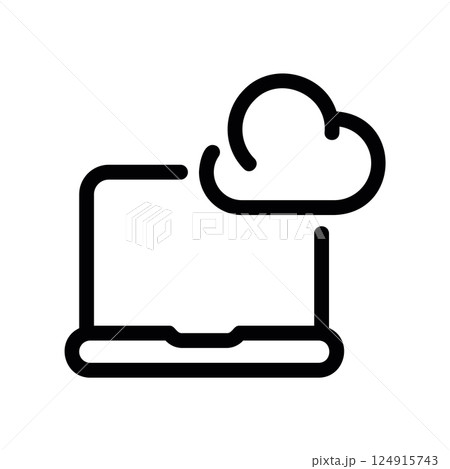 Laptop computer connected to a cloud computing or storage service Laptop computer connected to a cloud computing or storage service 124915743