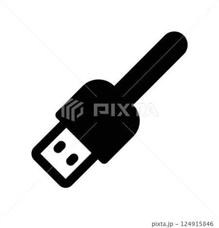 Detailed icon showing the male connector end of a universal serial bus cable Detailed icon showing the male connector end of a universal serial bus cable 124915846