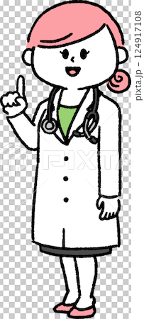 A female doctor pointing (whole body) 124917108
