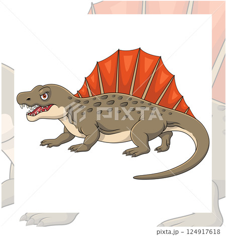 Cartoon dimetrodon isolated on white background 124917618