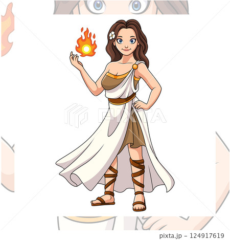 Cartoon hestia greek mythology on white background Cartoon hestia greek mythology on white background 124917619