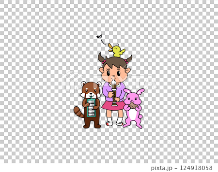 演奏音樂的女孩 124918058