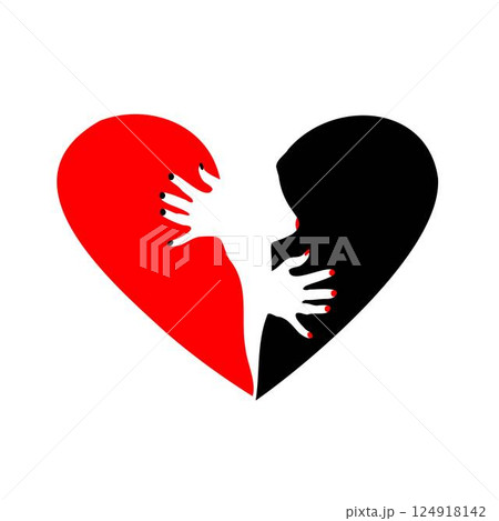 Woman, broken heart icon. Vector illustration. Flat design. 124918142