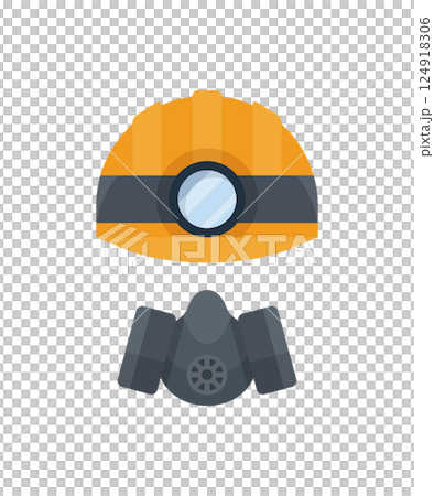Miners helmet with lamp and mask vector illustration Miners helmet with lamp and mask vector illustration 124918306