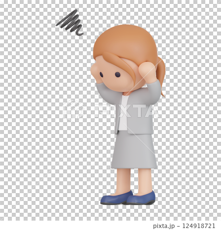 3DCG | A businesswoman who is worried and has a headache 124918721