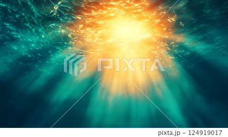underwater world with corals and stars 124919017