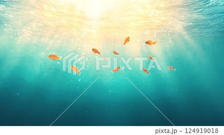 underwater scene with tropical fish 124919018