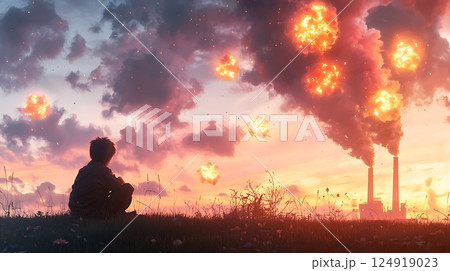 man standing on the background of clouds and sky 124919023