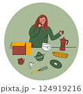 Woman sorting kitchen items 124919216