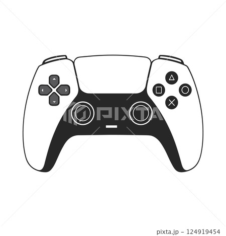 Outline video game console gamepad icon. Game controls, black and white vector illustration 124919454