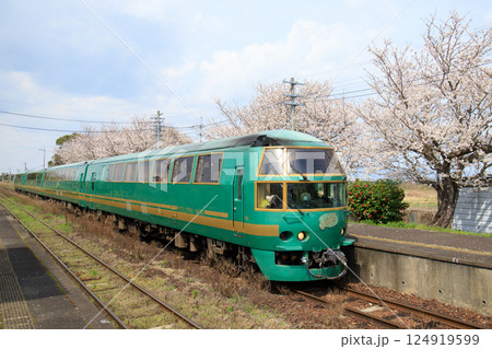 筑後草野駅を通過する特急「ゆふいんの森」(JR九州) 筑後草野駅を通過する特急「ゆふいんの森」(JR九州) 124919599