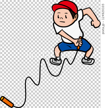 一個男孩在玩跳繩 一個男孩在玩跳繩 124920103