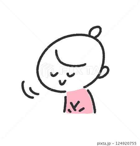 ぺこりとお辞儀をする女性・会釈・挨拶 ぺこりとお辞儀をする女性・会釈・挨拶 124920755