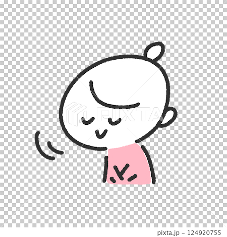 ぺこりとお辞儀をする女性・会釈・挨拶 ぺこりとお辞儀をする女性・会釈・挨拶 124920755