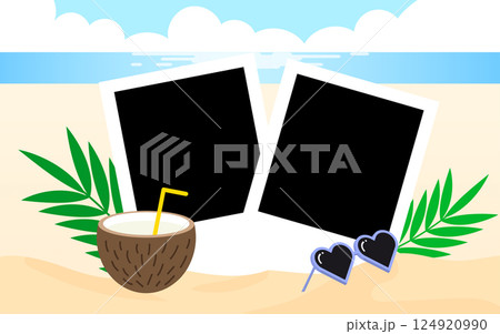 Photo Frame with Summer Sea Background Photo Frame with Summer Sea Background 124920990