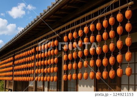 軒下の干し柿 124921153