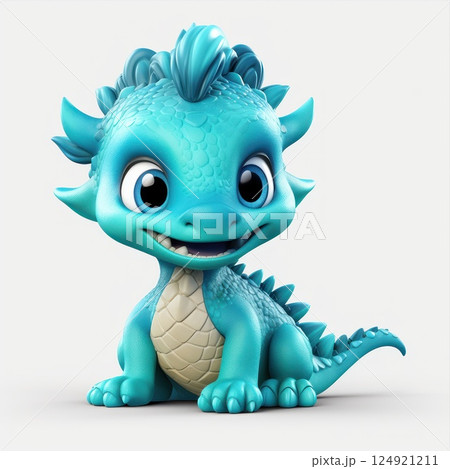 Baby dragon perching with whimsical charm, showcasing small wings and cute facial expression 124921211