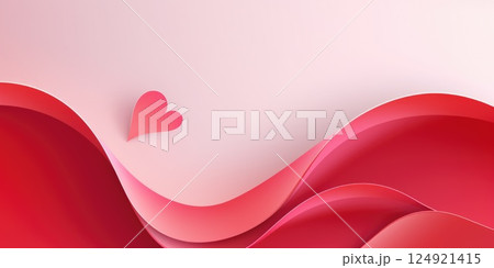 Abstract heart and curves in red and pink tones on a soft background 124921415