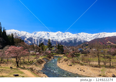 【長野県】雪の白馬三山を望む大出公園 【長野県】雪の白馬三山を望む大出公園 124922274