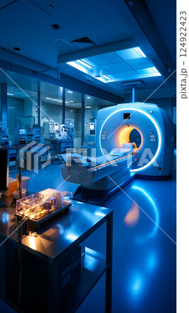 Sophisticated medical scanning machine such as MRI or CT scanner 124922423
