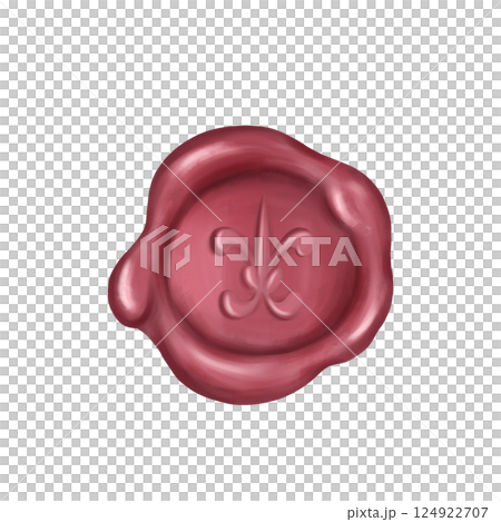 Red sealing wax seal in vintage style. For classic calligraphy letters. Antiquarian royalty signature, author's branding sign. Handmade illustration on white background Red sealing wax seal in vintage style. For classic calligraphy letters. Antiquarian royalty signature, author's branding sign. Handmade illustration on white background 124922707