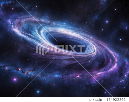 View of the black hole and the stars in the middle of galaxy. 124922861