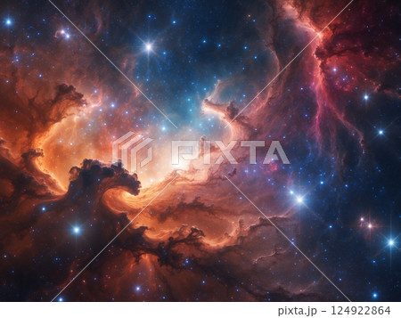 Beautiful view of the nebula and th stars in the galaxy. 124922864