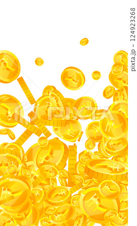 Indian rupee coins falling. Scattered gold INR coins. India money. Great business success concept. Vector illustration. Indian rupee coins falling. Scattered gold INR coins. India money. Great business success concept. Vector illustration. 124923268