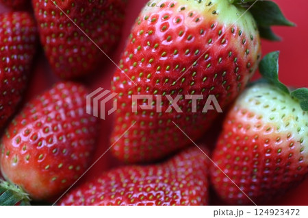 red juicy strawberries on a green background, summer photo background of strawberries as a background red juicy strawberries on a green background, summer photo background of strawberries as a background 124923472