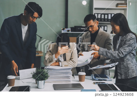 Large group of worried business people having a meeting. Large group of worried business people having a meeting. 124923608