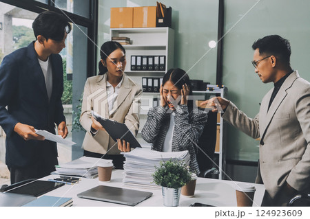 Large group of worried business people having a meeting. Large group of worried business people having a meeting. 124923609